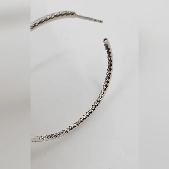 Roberto Coin 18k Large Diamond Inside Out Hoop Earrings - Picture 11 of 15